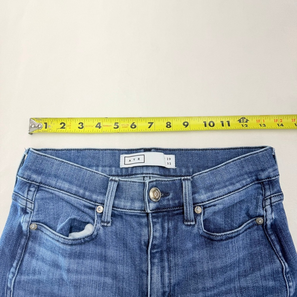 AYR The Riser Skinny Jeans Women 29 Blue High Rise Raw Hem Denim Made in USA - Picture 9 of 13